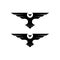 Owl logo, silhouette raptor in flight with spread wings in the style of negative space, simple black and white tattoo template