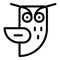 Owl with long eyebrows icon, outline style