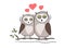 Owl love birds vector