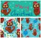 Owl Merry Christmas frame seamless pattern