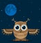 Owl with outstretched wings