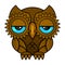 Owl or owl bird sketch vector isolated icon.
