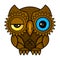 Owl or owl bird sketch vector isolated icon.