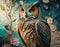 Owl. Portrait image night photography AI