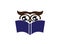 Owl read the book for logo design illustrator, wise icon, education symbol