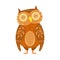 Owl Relaxed Cartoon Wild Animal With Closed Eyes Decorated With Boho Hipster Style Floral Motives And Patterns