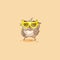 Owl sticker emoticon with glasses crypto currency