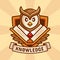 Owl teacher book cartoon illustration