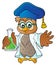 Owl teacher with chemical flask theme 1