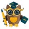 Owl teacher flat bird character vector illustration