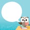 Owl Teaching On Table With Speech Bubble