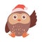 owl wearing winter hat and wave his wing vector animal illustration design