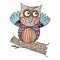 Owl on wood Doodle Vector