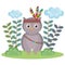 Owl woodland animal with feather crown