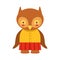 Owl In Yellow Top And Red Skirt Cute Toy Baby Animal Dressed As Little Girl