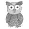 Owl zentangle and zendoodle. Zen tangle and zen doodle bird vector.