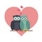 Owls in love cute cartoons