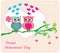 Owls in love , sweet card design.