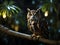 Owls perch under the moonlight at night