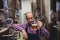 Owner examining beer in glass mug