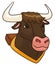 Ox head with yoke and yellow belt, Vector Illustration