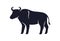 Ox silhouette. Black bull shape, shadow. Buffalo symbol, stencil. Horned animal icon, side view, profile for Chinese