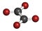 Oxalate anion, chemical structure. Oxalate salts can form kidney stones. 3D rendering. Atoms are represented as spheres with