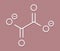 Oxalate anion, chemical structure. Oxalate salts can form kidney stones. Skeletal formula.