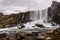 Oxararfoss waterfall in Pingvellir national park in Iceland