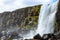 Oxararfoss waterfall summer day view, Thingvellir, Iceland