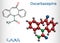 Oxcarbazepine, C15H12N2O2 molecule. It is antiepileptic, anticonvulsant drug used in treatment of seizures, epilepsy, bipolar