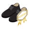 Oxford shoes icon isometric vector. Classic leather black men shoes with lacing