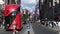 Oxford Street decorated with Union Jack flags for the Jubilee with Double Decker Buses and Taxis driving past