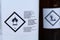 Oxidizing symbol on the chemical bottle , hazardous chemical