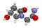 Oxiracetam nootropic drug molecule. 3D rendering. Atoms are represented as spheres with conventional color coding: hydrogen white