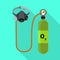 Oxygen cylinder icon, flat style