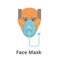 Oxygen face mask vector icon. Illustration of a man wearing hudson mask