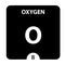 Oxygen symbol. Sign Oxygen with atomic number and atomic weight. O Chemical element of the periodic table on a glossy white