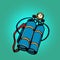 Oxygen tank for diver. Underwater swimming