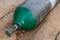 Oxygen tank industry medical safety value. Welding cylinder with gas. Repair work on the street. Compressed gas argon or carbon d