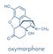 Oxymorphone opioid analgesic drug molecule. Skeletal formula.