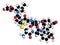 Oxytocin hormone molecule.  3D rendering. Atoms are represented as spheres with conventional color coding: hydrogen white,.