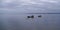 Oyster boat at arcachon cap ferret in winter France web template panoramic header banner