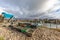 Oyster cabins in Larros Harbor in Arcachon Bay