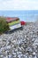 Oyster shells and empty containers Whitstable beach