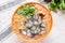 Oyster vermicelli is a delicious food in Taiwan. It is made with oysters and thin noodles