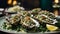 Oysters Rockefeller, baked to perfection with a rich, green topping