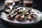 Oysters served with caviar in a luxury restaurant, closeup. Generative AI