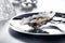 Oysters served on a silver plate in a luxury restaurant. Generative AI