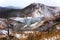 Oyunuma pond - a sulfurous pond with a surface temperature of 50 degrees Celsius. This pond is nearby to Noboribetsu hot spring, J